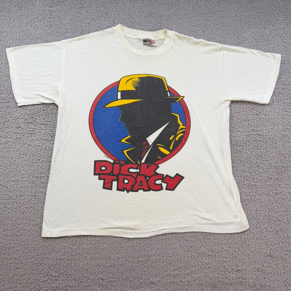 Vintage Dick Tracy Shirt Mens XL White Single Stitch 90s Movie Promo Made in USA